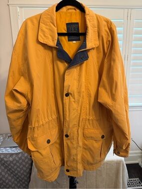 Weatherproof Men's Yellow Field Raincoat with Navy Trim
